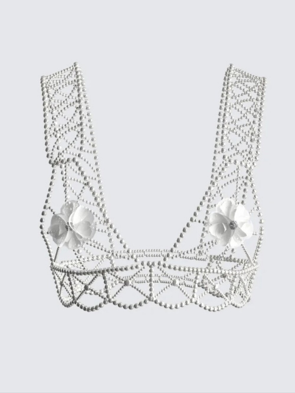 Finesse Aries Pearl Beaded Top Xl/new One Rose Missing